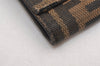 Authentic FENDI Zucca Vintage Trifold Wallet Purse Canvas Leather Brown 3866J