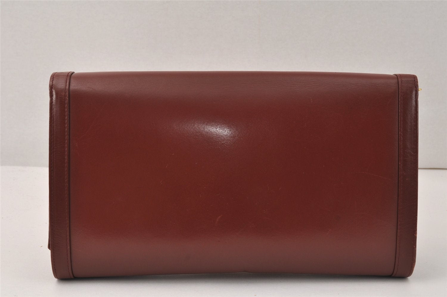 Auth Cartier Must de Cartier 2Way Shoulder Clutch Bag Leather Bordeaux 3867K