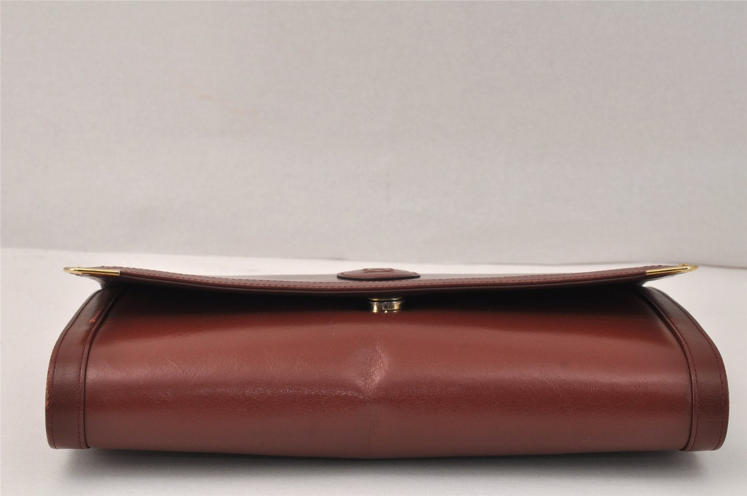 Auth Cartier Must de Cartier 2Way Shoulder Clutch Bag Leather Bordeaux 3867K