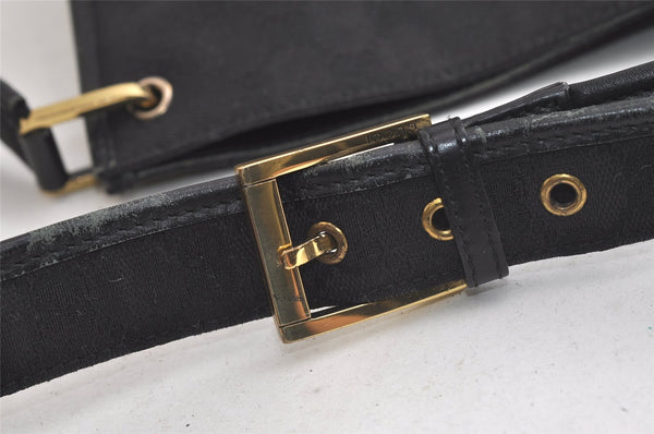 Authentic GUCCI Shoulder Cross Body Bag GG Canvas Leather 91762 Black 3868K