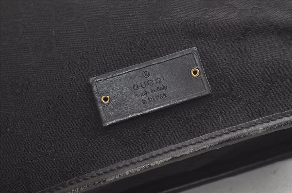 Authentic GUCCI Shoulder Cross Body Bag GG Canvas Leather 91762 Black 3868K