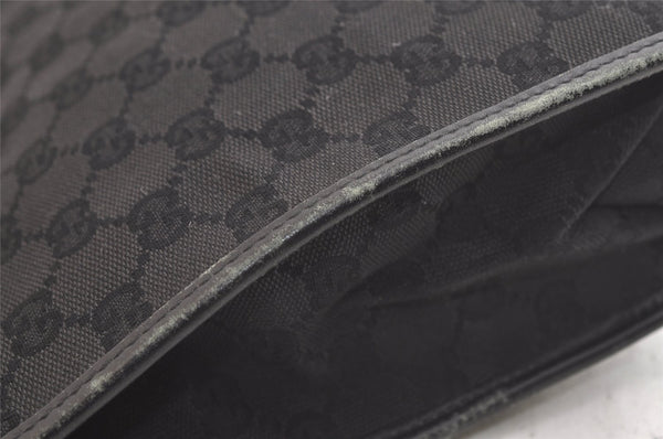 Authentic GUCCI Shoulder Cross Body Bag GG Canvas Leather 91762 Black 3868K