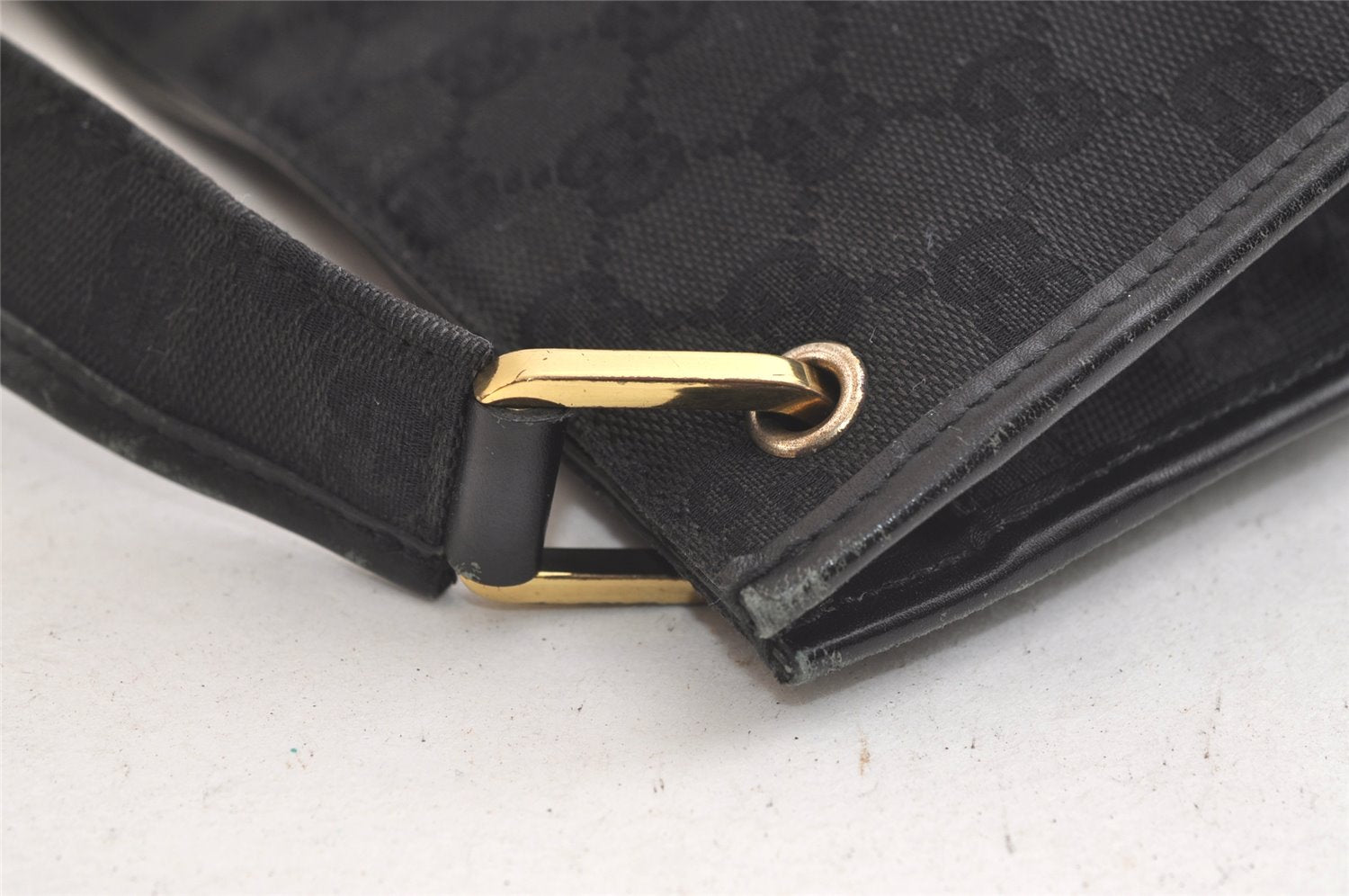 Authentic GUCCI Shoulder Cross Body Bag GG Canvas Leather 91762 Black 3868K