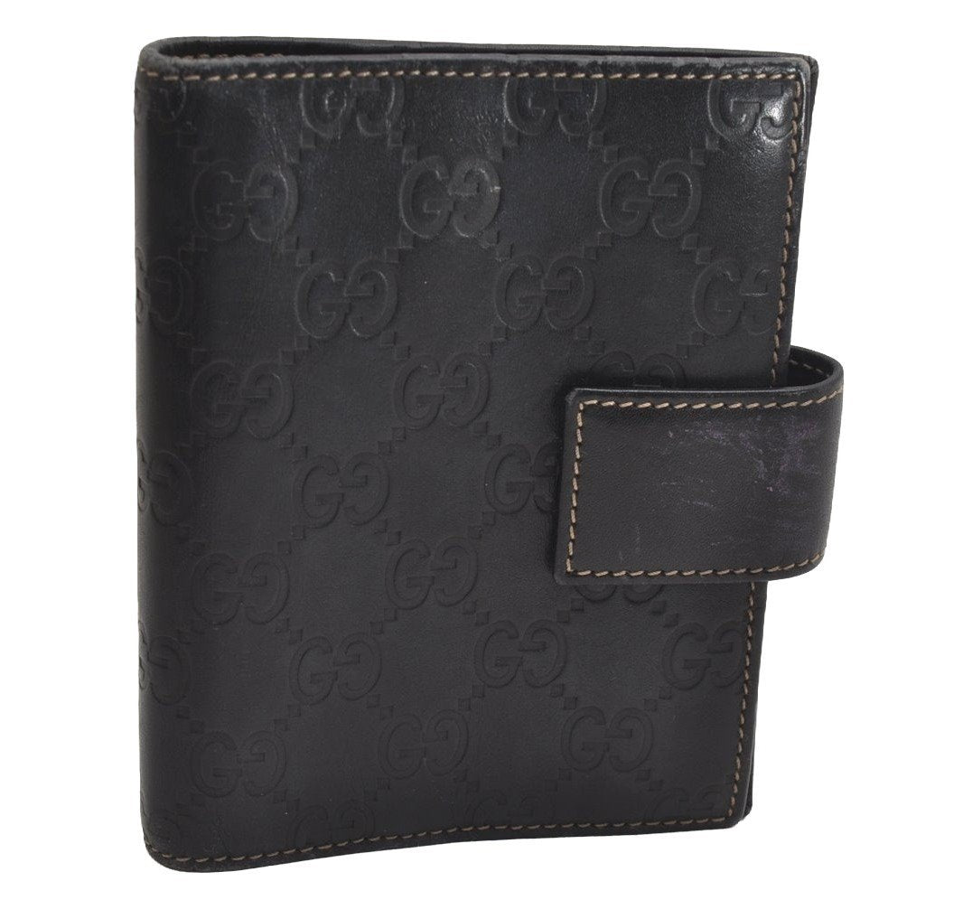 Authentic GUCCI Guccissima Agenda Notebook Cover GG Leather 115240 Black 3869J