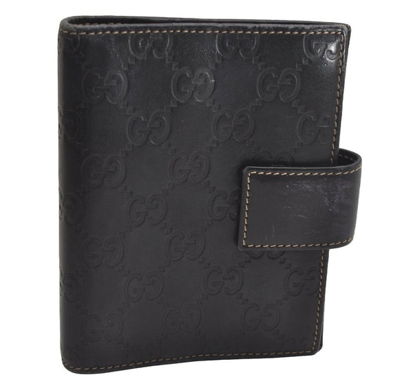 Authentic GUCCI Guccissima Agenda Notebook Cover GG Leather 115240 Black 3869J