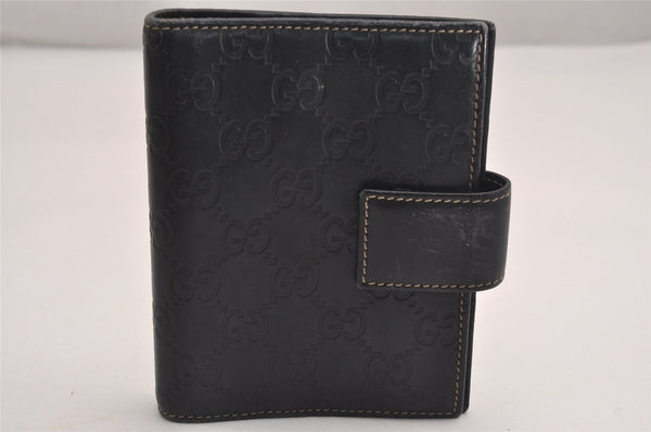 Authentic GUCCI Guccissima Agenda Notebook Cover GG Leather 115240 Black 3869J