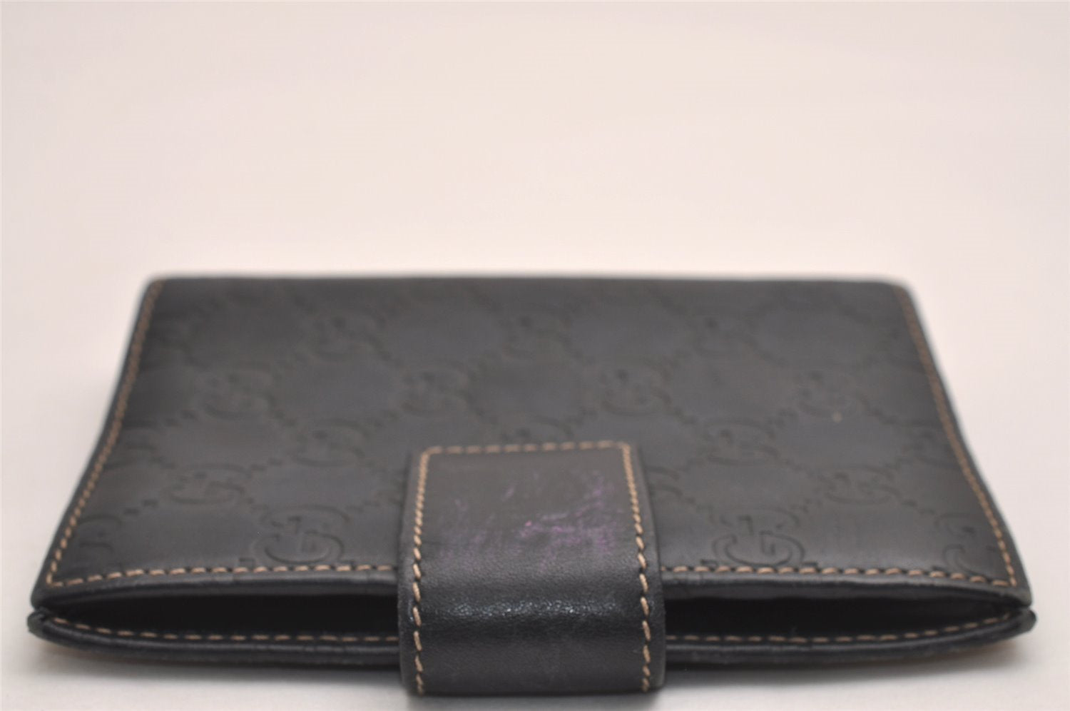 Authentic GUCCI Guccissima Agenda Notebook Cover GG Leather 115240 Black 3869J