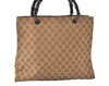 Authentic GUCCI Bamboo Vintage Hand Bag GG Canvas Leather 0021010 Brown 3869K