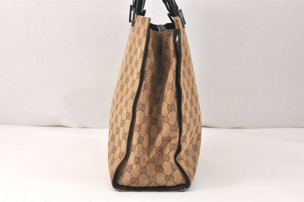 Authentic GUCCI Bamboo Vintage Hand Bag GG Canvas Leather 0021010 Brown 3869K