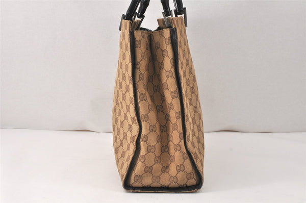 Authentic GUCCI Bamboo Vintage Hand Bag GG Canvas Leather 0021010 Brown 3869K