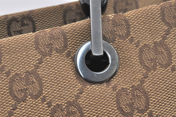 Authentic GUCCI Bamboo Vintage Hand Bag GG Canvas Leather 0021010 Brown 3869K