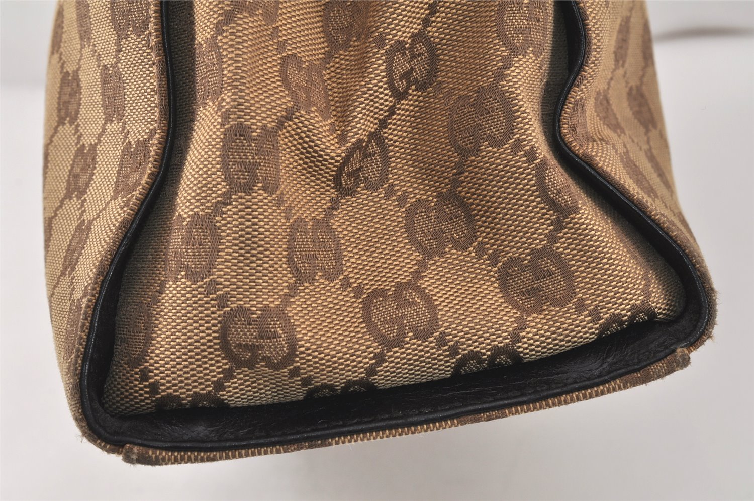 Authentic GUCCI Bamboo Vintage Hand Bag GG Canvas Leather 0021010 Brown 3869K