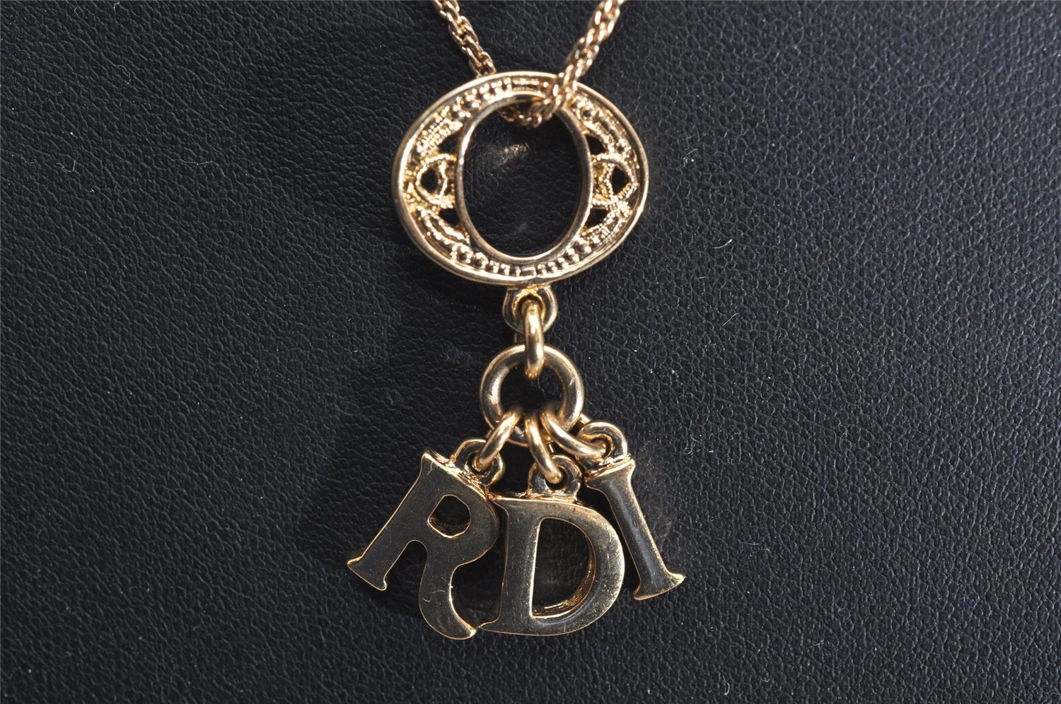 Authentic Christian Dior Gold Tone Chain Pendant Necklace CD 3870J