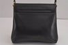 Authentic Salvatore Ferragamo Gancini Hand Bag Purse Leather Black SF 3871J