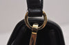 Authentic Salvatore Ferragamo Gancini Hand Bag Purse Leather Black SF 3871J