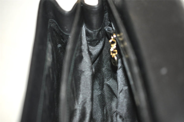 Authentic Salvatore Ferragamo Gancini Hand Bag Purse Leather Black SF 3871J