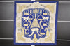 Authentic HERMES Carre 90 Scarf "ETRIERS" Silk Blue 3873I