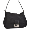 Authentic FENDI Mamma Baguette Shoulder Hand Bag Jersey Leather Black Junk 3873J