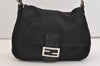 Authentic FENDI Mamma Baguette Shoulder Hand Bag Jersey Leather Black Junk 3873J