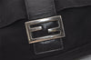 Authentic FENDI Mamma Baguette Shoulder Hand Bag Jersey Leather Black Junk 3873J