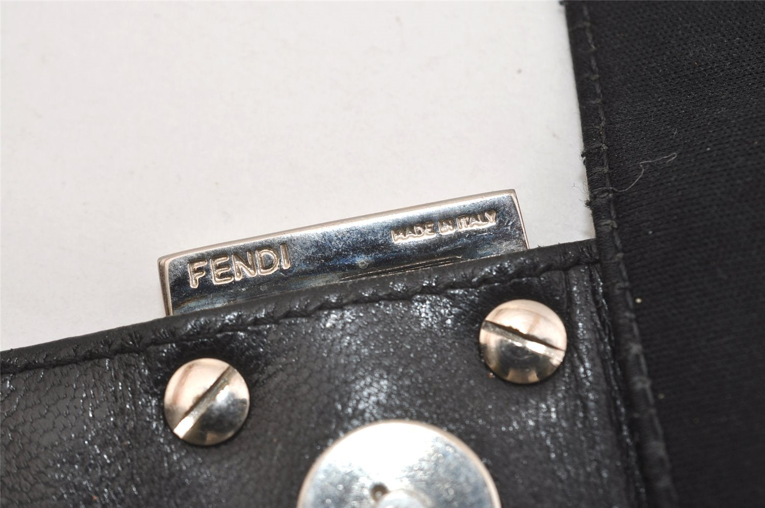 Authentic FENDI Mamma Baguette Shoulder Hand Bag Jersey Leather Black Junk 3873J