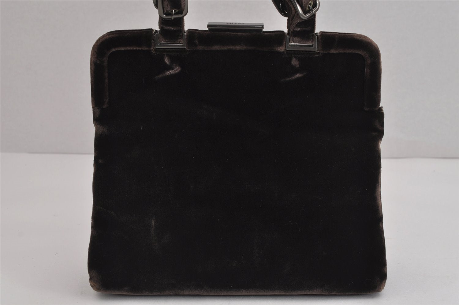 Authentic PRADA Velluto Fibbie Velour Shoulder Hand Bag Purse B7645 Brown 3874J