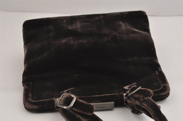 Authentic PRADA Velluto Fibbie Velour Shoulder Hand Bag Purse B7645 Brown 3874J