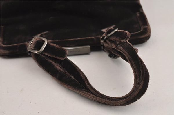 Authentic PRADA Velluto Fibbie Velour Shoulder Hand Bag Purse B7645 Brown 3874J