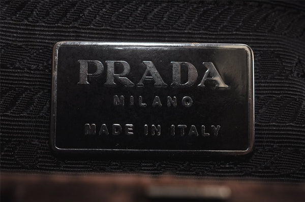 Authentic PRADA Velluto Fibbie Velour Shoulder Hand Bag Purse B7645 Brown 3874J