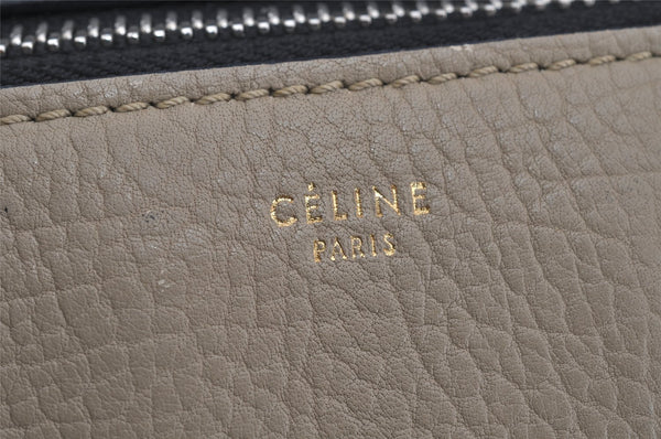 Authentic CELINE Edge Bi-color Shoulder Hand Bag Purse Leather Black Beige 3875J