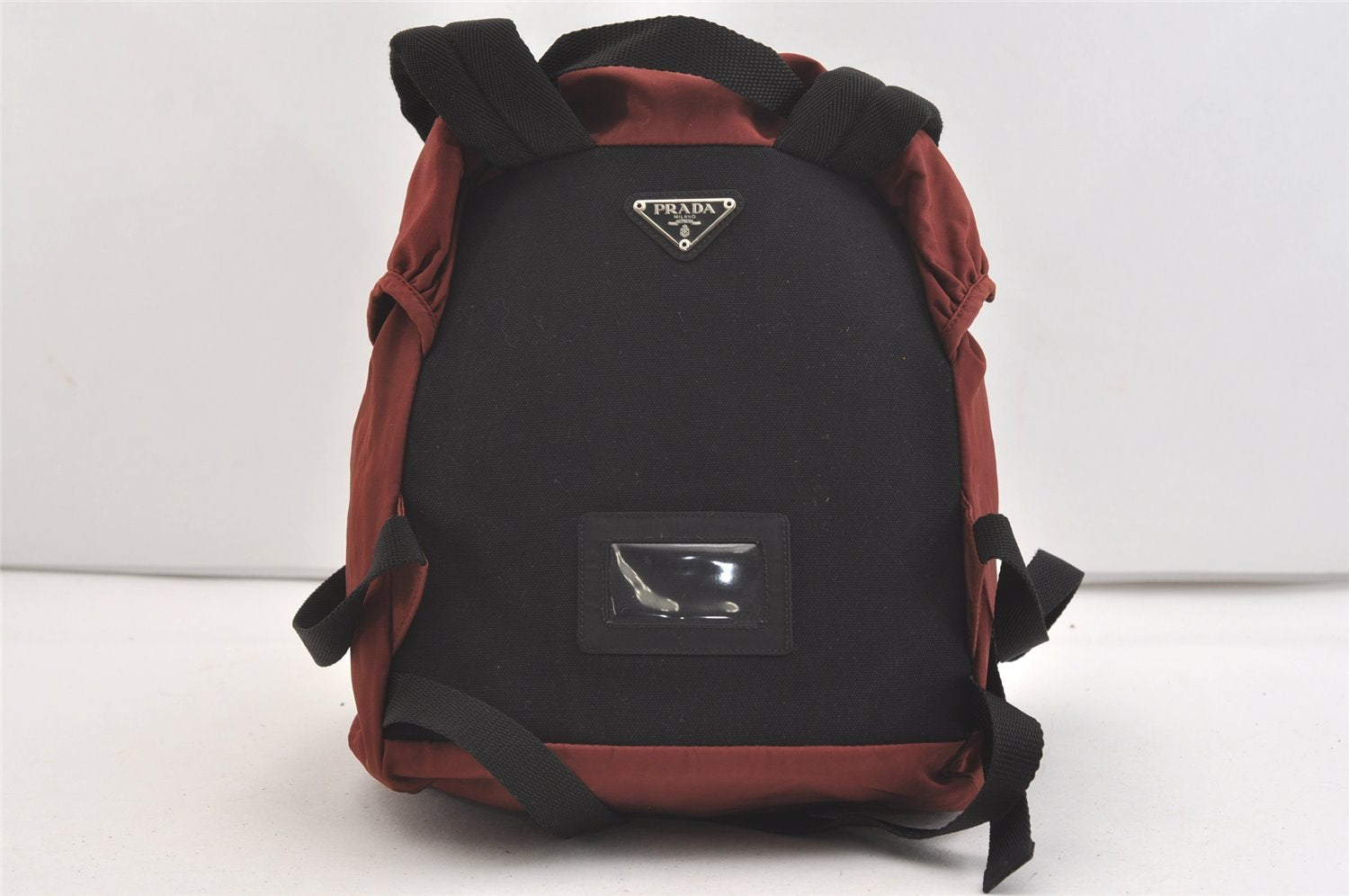Authentic PRADA Nylon Tessuto Montagn Drawstring Backpack Bordeaux Red 3876J