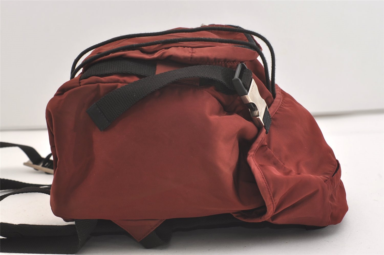 Authentic PRADA Nylon Tessuto Montagn Drawstring Backpack Bordeaux Red 3876J