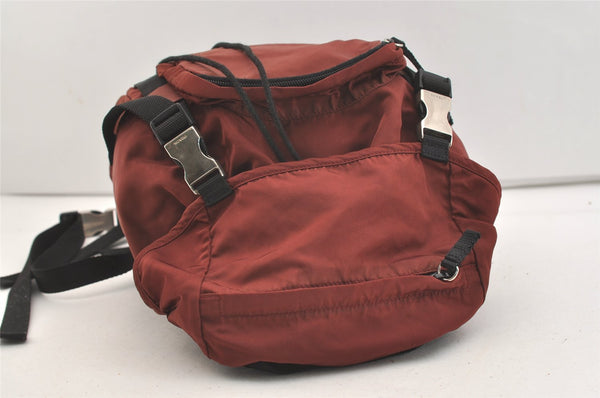Authentic PRADA Nylon Tessuto Montagn Drawstring Backpack Bordeaux Red 3876J