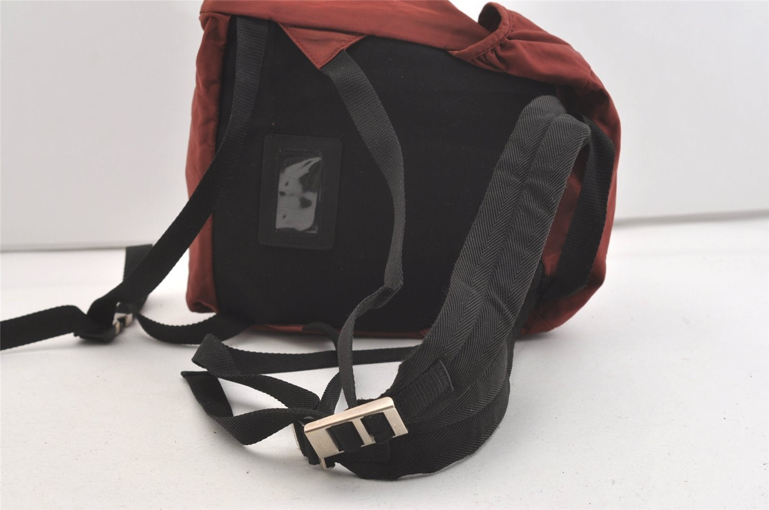 Authentic PRADA Nylon Tessuto Montagn Drawstring Backpack Bordeaux Red 3876J