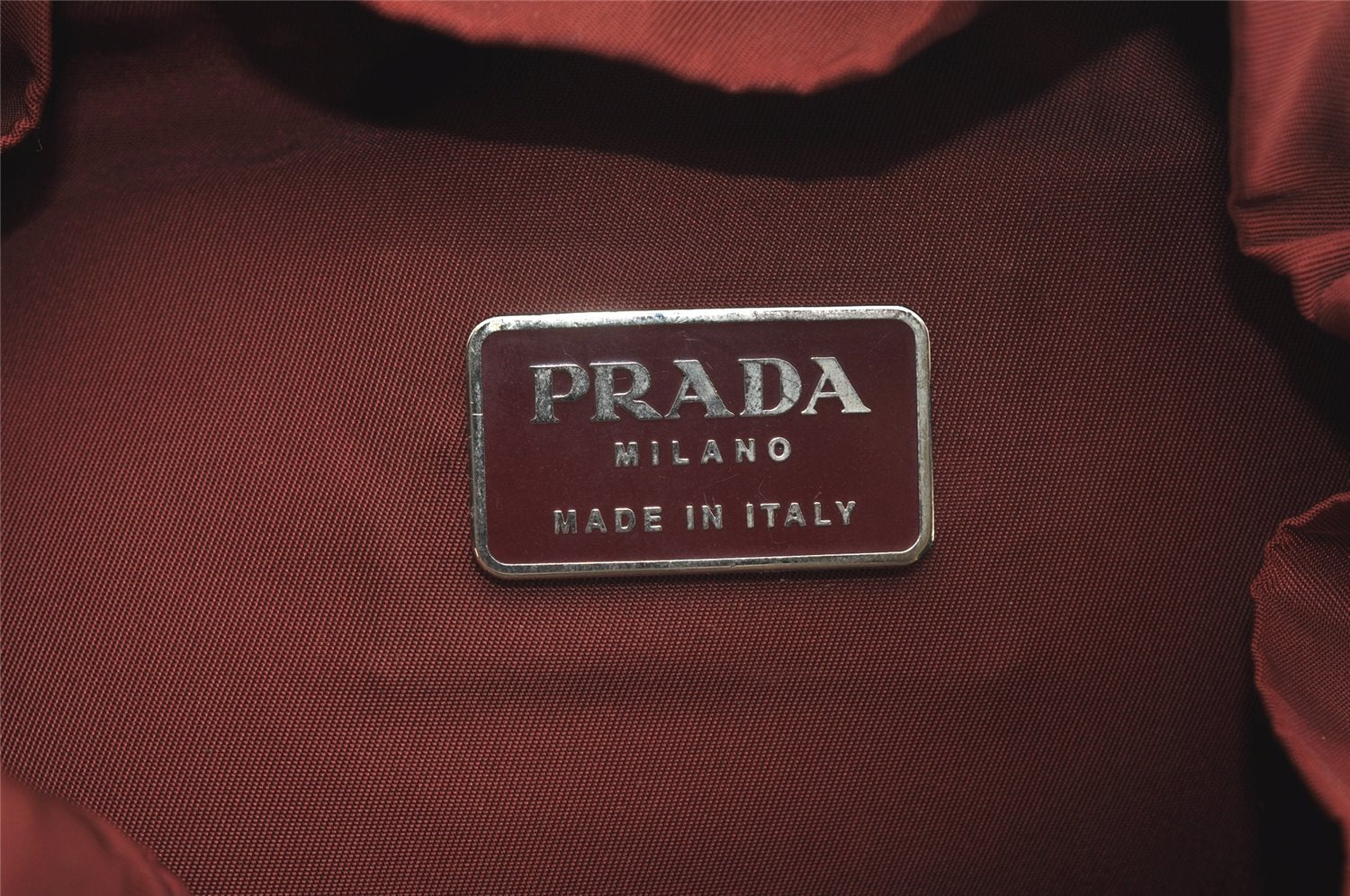 Authentic PRADA Nylon Tessuto Montagn Drawstring Backpack Bordeaux Red 3876J