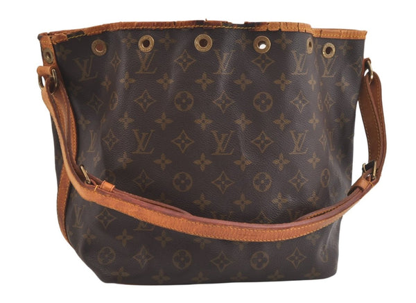 Authentic Louis Vuitton Monogram Petit Noe M42226 Shoulder Drawstring Bag 3876K