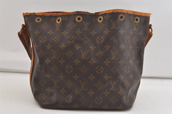 Authentic Louis Vuitton Monogram Petit Noe M42226 Shoulder Drawstring Bag 3876K