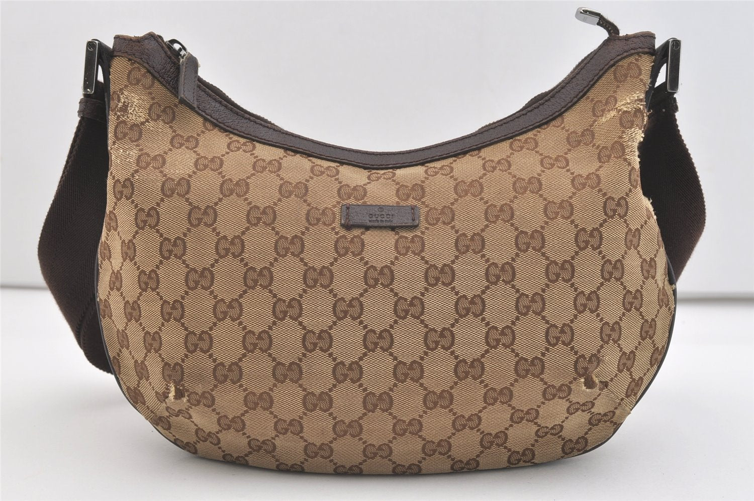 Authentic GUCCI Shoulder Cross Body Bag GG Canvas Leather 181092 Brown 3877J