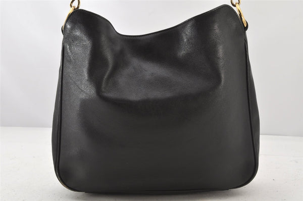 Authentic GUCCI Bamboo Vintage Shoulder Bag Purse Leather Black Junk 3877K