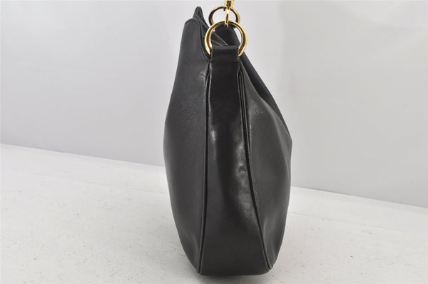 Authentic GUCCI Bamboo Vintage Shoulder Bag Purse Leather Black Junk 3877K