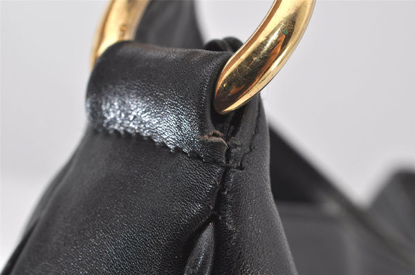 Authentic GUCCI Bamboo Vintage Shoulder Bag Purse Leather Black Junk 3877K