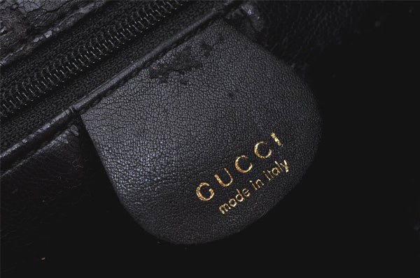 Authentic GUCCI Bamboo Vintage Shoulder Bag Purse Leather Black Junk 3877K