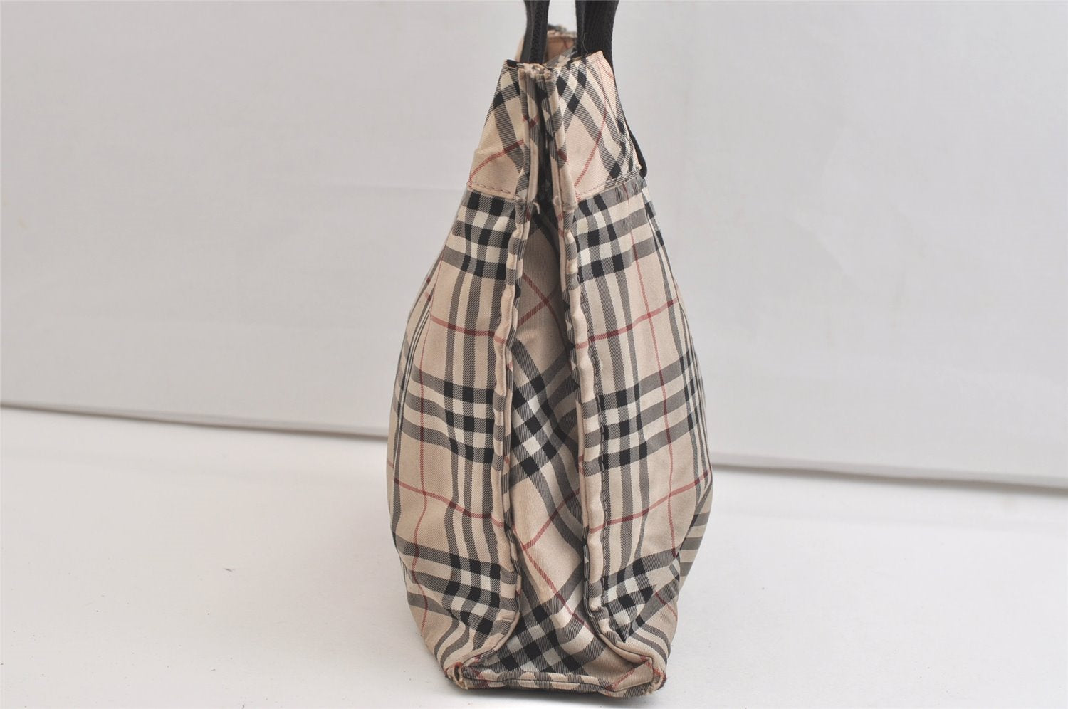 Authentic BURBERRY Vintage BLUE LABEL Check Hand Tote Bag Nylon Beige 3879K