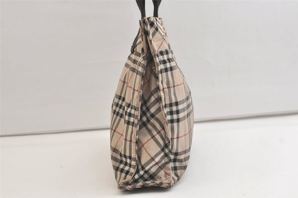 Authentic BURBERRY Vintage BLUE LABEL Check Hand Tote Bag Nylon Beige 3879K