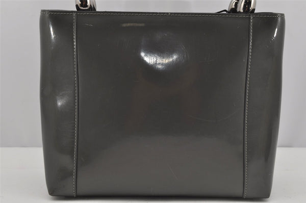 Authentic Christian Dior Maris Pearl 2Way Shoulder Tote Bag Enamel Gray 3880J