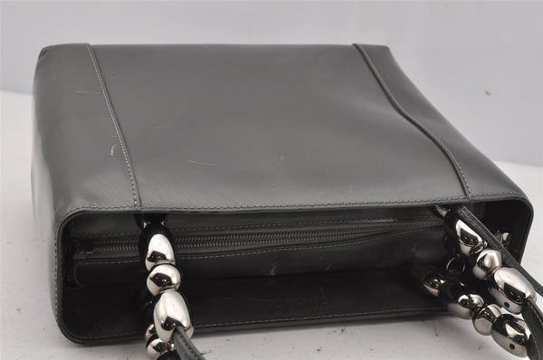 Authentic Christian Dior Maris Pearl 2Way Shoulder Tote Bag Enamel Gray 3880J
