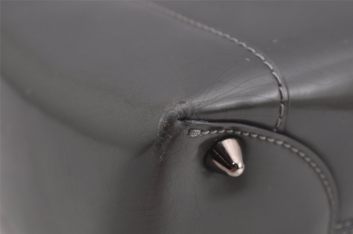 Authentic Christian Dior Maris Pearl 2Way Shoulder Tote Bag Enamel Gray 3880J