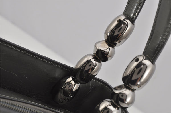Authentic Christian Dior Maris Pearl 2Way Shoulder Tote Bag Enamel Gray 3880J