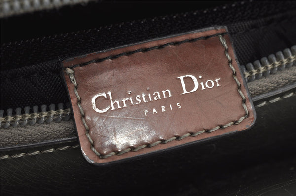 Authentic Christian Dior Maris Pearl 2Way Shoulder Tote Bag Enamel Gray 3880J