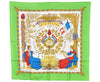 Auth HERMES Carre 90 Scarf "1789 LIBERTE EGALITE" Silk Light Green Box 3881J